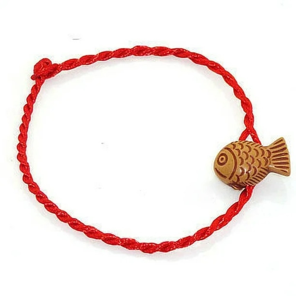 Red String Lucky Wooden Fish Bracelet